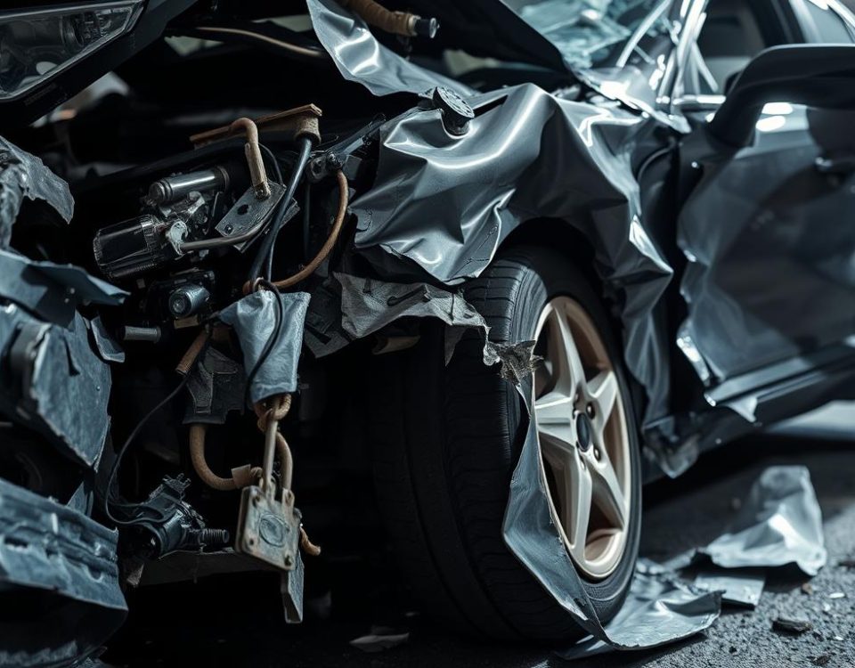 Car parts after collision